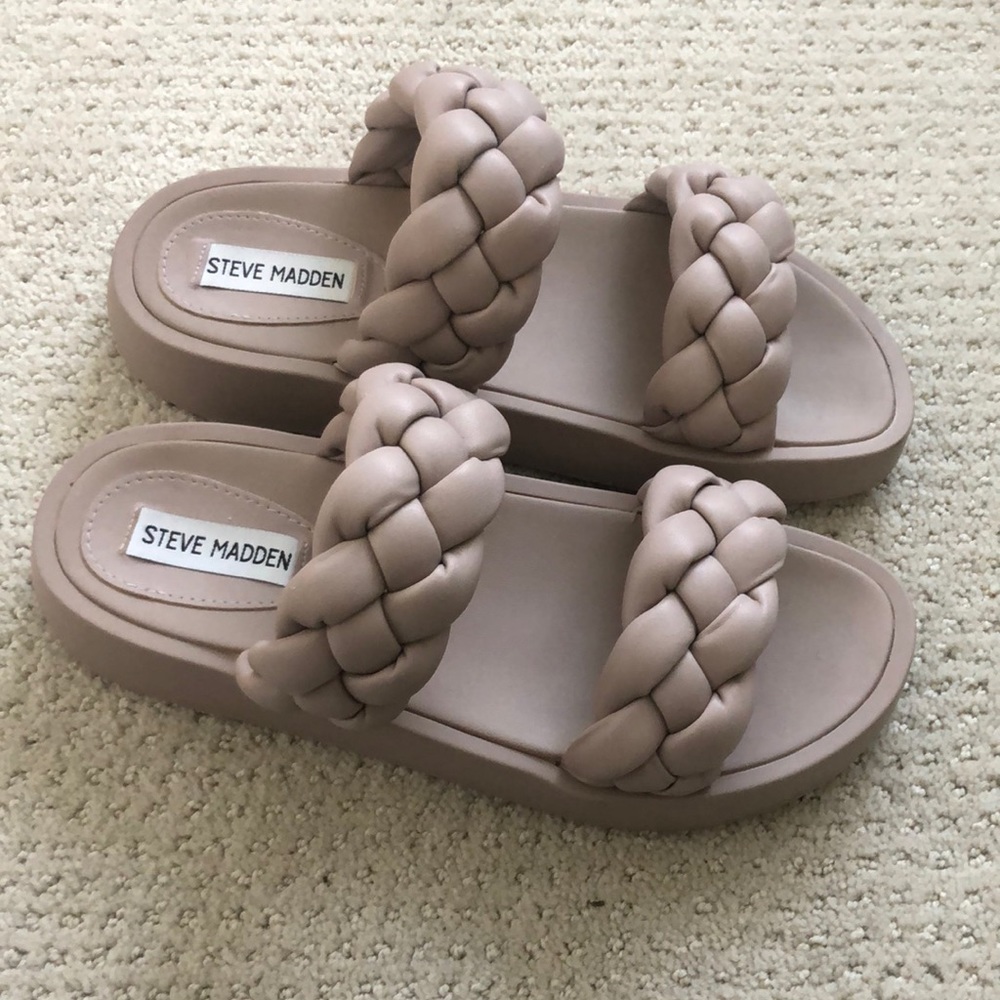 Steve Madden Hilary Taupe Braided Slides Women’s sz 9